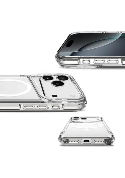 iPhone 17 Pro Uyumlu Şeffaf Magsafe Kılıf Silikon Kapak Yükseltilmiş Kenarlar Darbe Emici Koruma indirimleri