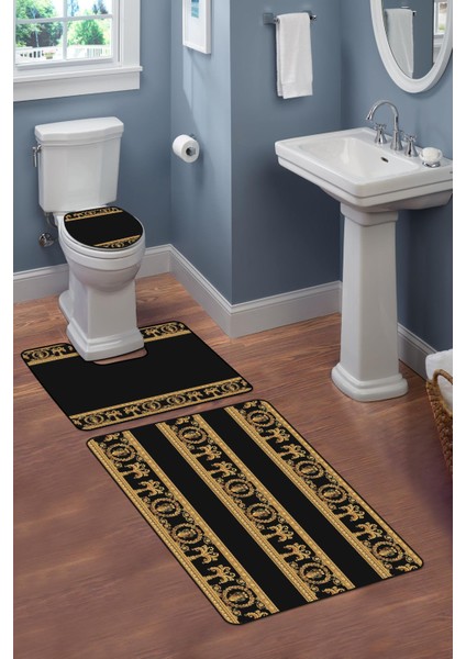 Modern Desenli 3'lü Banyo Paspas Takımı – Yıkanabilir Kaymaz Tabanlı Klozet Takımı KLZ0038 fiyatları