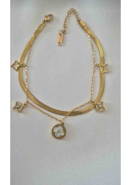 Gold Italyan Zincir Sallantılı Çelik Halhal