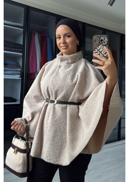 Kadın Taş Yarasa Kol Kırçıllı Kaban