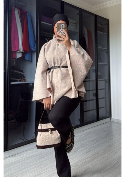 Kadın Taş Yarasa Kol Kırçıllı Kaban fiyatları