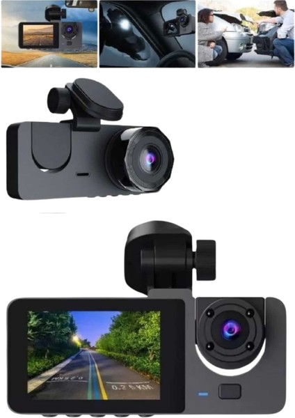 Araç Içi Dikiz Kamerası Sürüş Kaydedici 3 Lensli Dvr Kamera fiyatları