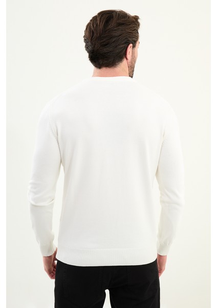 Desenli Slim Fit Bisiklet Yaka Erkek Triko Kazak modelleri