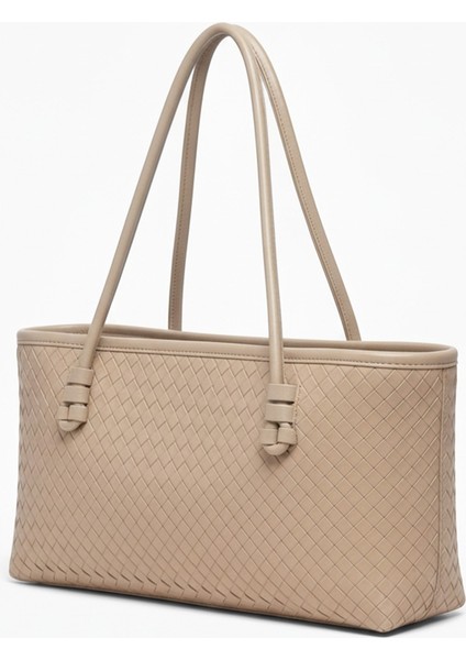 Kadın Loven Uzun Tote Çanta Bej Örgülü fırsatları
