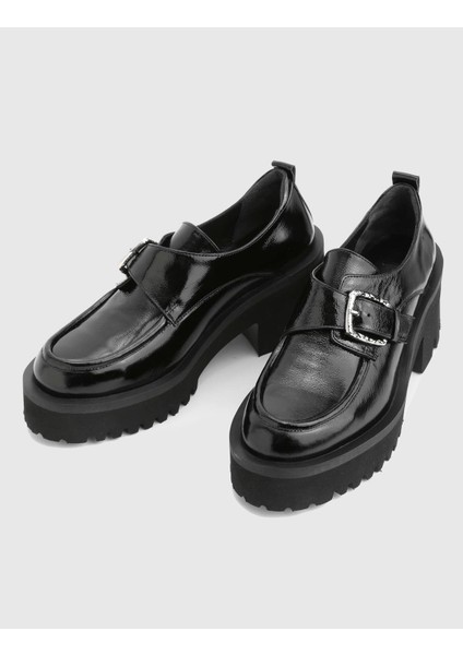 Roses Hakiki Rugan Deri Siyah Kadın Topuklu Ayakkabı fiyatları