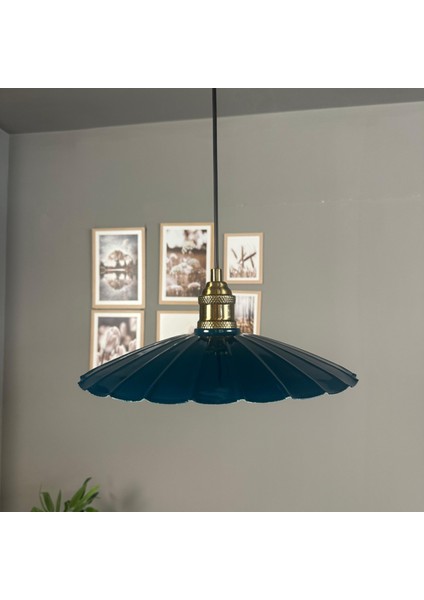 Risso Deniz Yeşili Metal Büyük Avize Lale Başlık Tekli Rustik Cafe Modern Sarkıt Aydınlatma modelleri