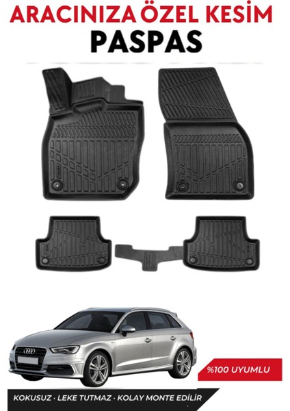 Audi A3 Hatchback 2015 Model Araca Özel Havuzlu Paspas Takım