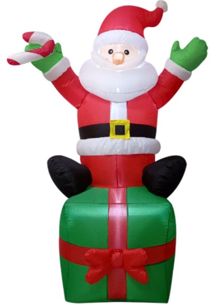 Yılbaşı Hediye Paketli Noel Baba Işıklı Şişme Dekor 180 cm fiyatları