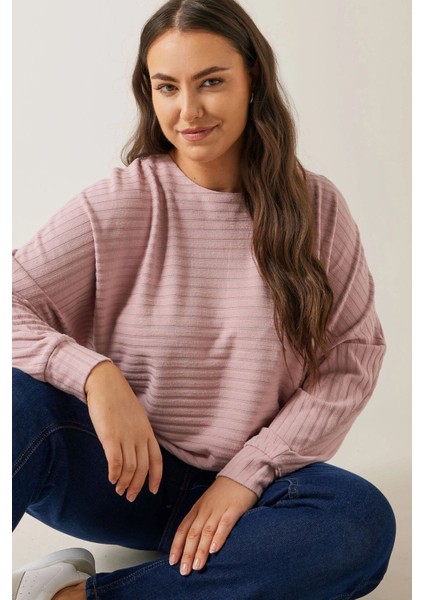 Büyük Beden Bisiklet Yaka Uzun Kollu Bluz 615589 fiyatları