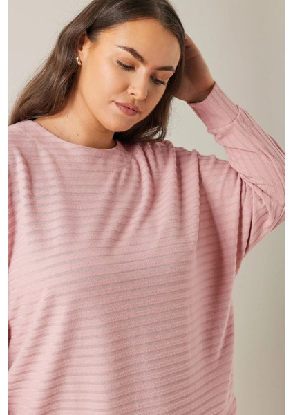 Büyük Beden Bisiklet Yaka Uzun Kollu Bluz 615589 indirimleri