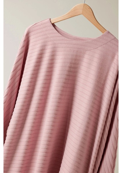 Büyük Beden Bisiklet Yaka Uzun Kollu Bluz 615589