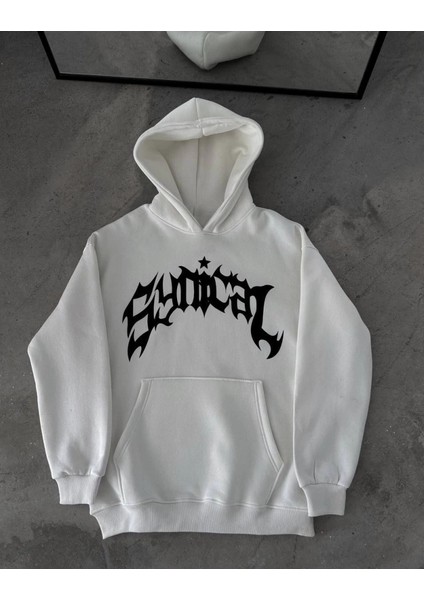 Mdb Üç Iplik Kapşonlu Baskılı Oversize Weathirt Beyaz fiyatları