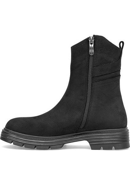 D25KB-1945 Kadın Hakiki Nubuk Deri Topuklu Bot Siyah modelleri