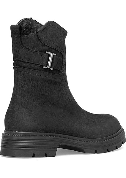 D25KB-1945 Kadın Hakiki Nubuk Deri Topuklu Bot Siyah fırsatları