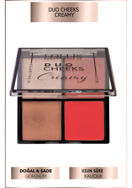 Duo Cheeks Creamy Blush & Highlighter / Krem Allık & Aydınlatıcı Paleti