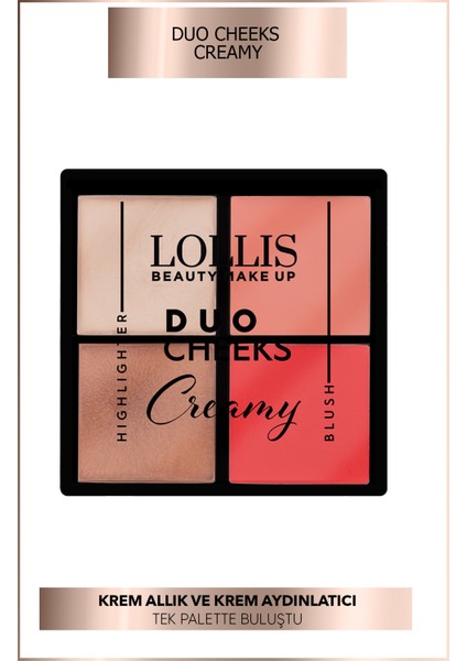 Duo Cheeks Creamy Blush & Highlighter / Krem Allık & Aydınlatıcı Paleti modelleri