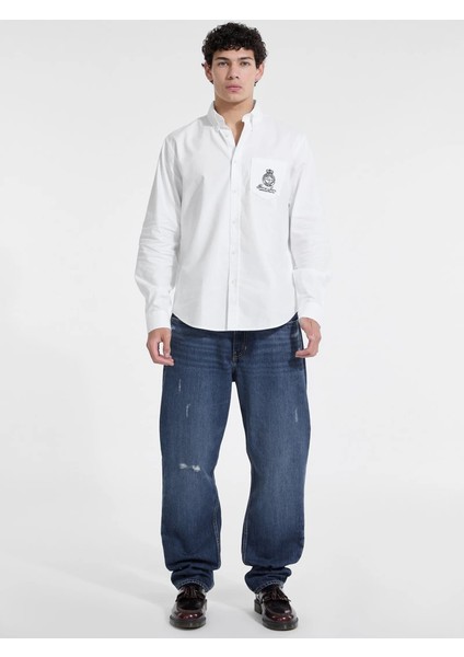 Jeans Erkek Beyaz Regular Fit Gömlek M5YH64WHFK1-G011 fiyatları