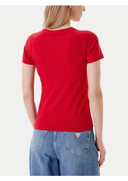 Jeans Kadın Kırmızı Slim Fit T-Shirt W4YI04J1314-G585 modelleri