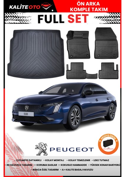Peugeot 508 2019 Model Bagaj Havuzu+Paspas Takımı Full Set+Hediyeli