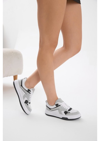 Kadın Gri Beyaz Termo Taban Bağcıklı Spor Ayakkabı indirimleri