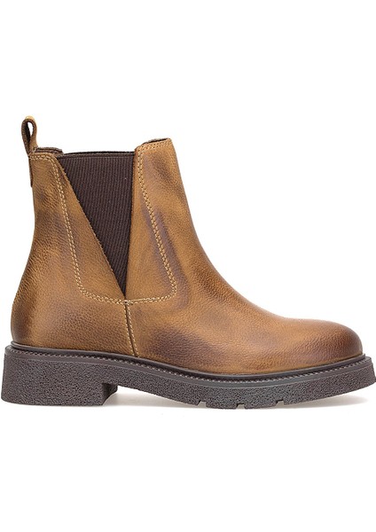 D25KB-8335 Kadın Hakiki Nubuk Deri Chelsea Bot Taba