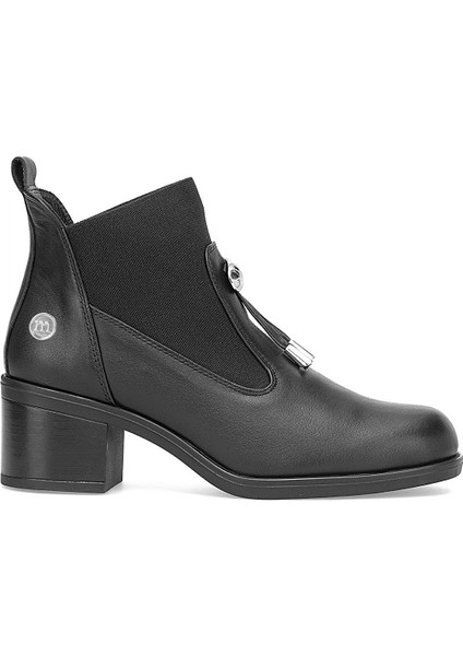 D25KB-1805 Kadın Hakiki Deri Topuklu Bot Siyah
