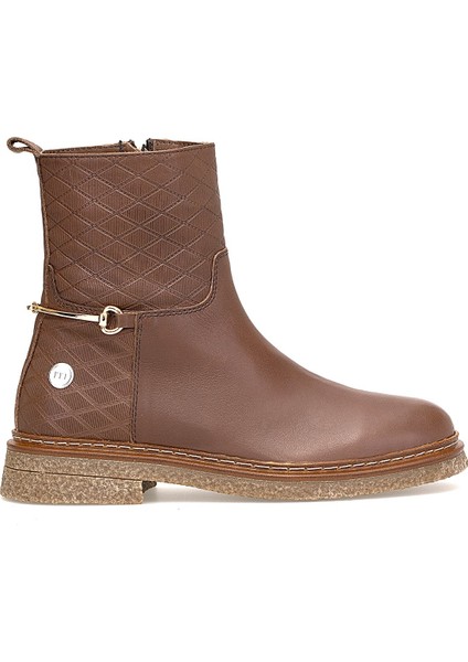 D25KB-8585 Kadın Hakiki Deri Klasik Bot Kahverengi