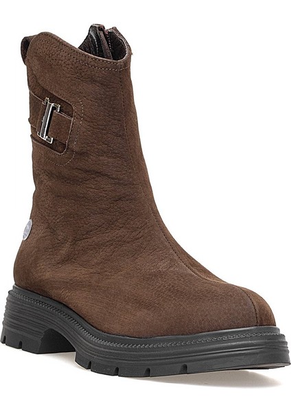 D25KB-1945 Kadın Hakiki Nubuk Deri Topuklu Bot Kahverengi fiyatları