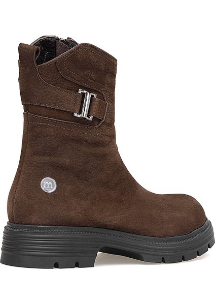 D25KB-1945 Kadın Hakiki Nubuk Deri Topuklu Bot Kahverengi fırsatları