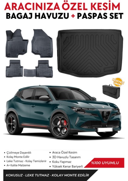 Alfa Romeo Junior Elektirikli 2025 Model Bagaj Havuzu+Paspas Full Takım+Hediyeli