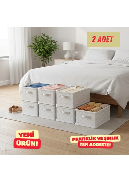 Dolap Içi Düzenleyici 2li FIYONK-45CMX25CMX20,RAF Düzenleyici,katlanabilir Kıyafet Saklama Kutusu