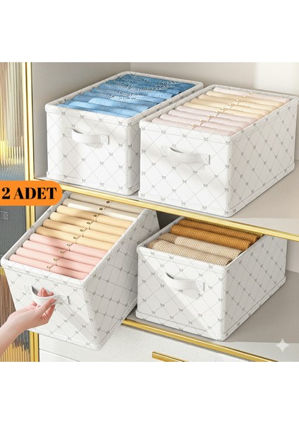 2 Adet Fiyonk-Dolap Içi Düzenleyici,raf Düzenleyici,katlanabilir Kıyafet Saklama KUTUSU-45CMX25CMX20