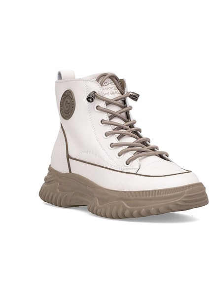 25K310-13 Kadın Hakiki Deri Sneaker Bot Bej fiyatları