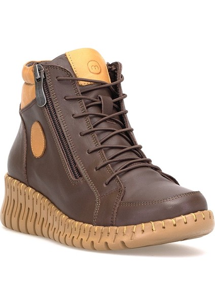 D25KB-1190 Kadın Hakiki Deri Düz Bot Kahverengi fiyatları