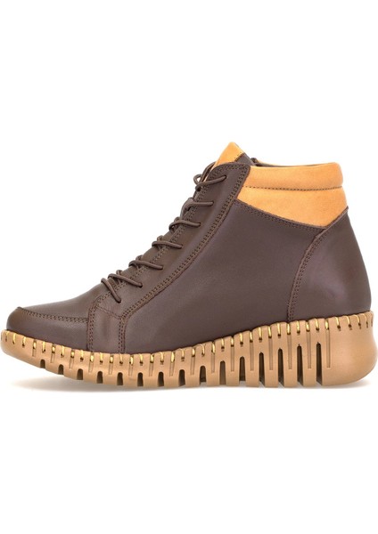 D25KB-1190 Kadın Hakiki Deri Düz Bot Kahverengi modelleri