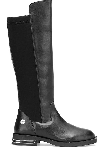 D25KC-2365 Kadın Hakiki Deri Klasik Çizme Siyah