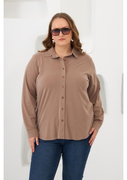 Büyük Beden Gömlek Vizon