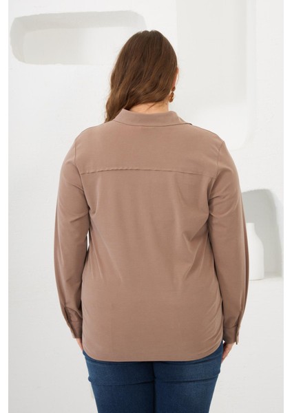 Büyük Beden Gömlek Vizon modelleri