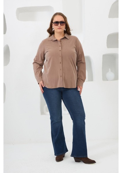 Büyük Beden Gömlek Vizon indirimleri