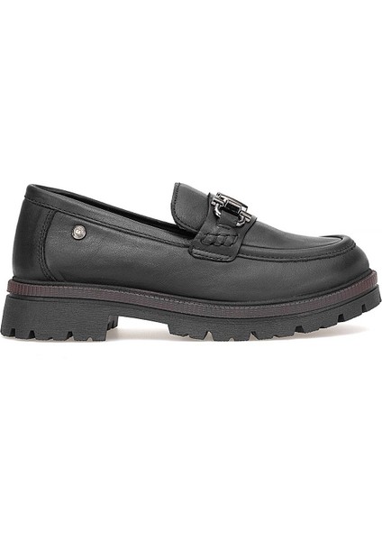 D25KA-3195 Kadın Hakiki Deri Casual Ayakkabı Siyah