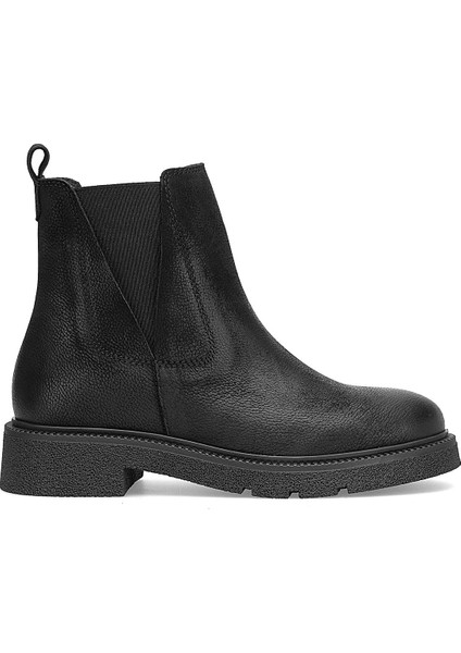 D25KB-8335 Kadın Hakiki Nubuk Deri Chelsea Bot Siyah