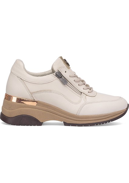 2313081K Kadın Hakiki Deri Dolgu Topuk Ayakkabı Bej