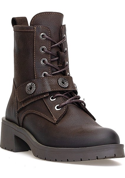 D25KB-8410 Kadın Hakiki Nubuk Deri Topuklu Bot Kahverengi fiyatları