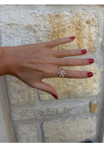 Pembe Renkli Lotus Çiçeği Kristal Ayarlanabilir Gold Yüzük fiyatları