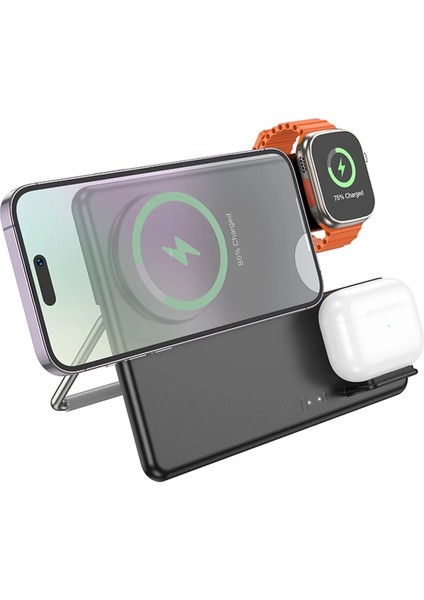 Hoco. Cq1 3in1 15W Manyetik Masaüstü Kablosuz Şarj Standı - Siyah fiyatları