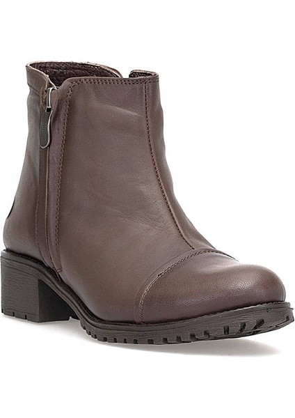 D25KB-1615 Kadın Hakiki Deri Topuklu Bot Kahverengi fiyatları