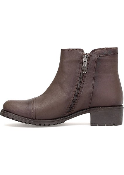 D25KB-1615 Kadın Hakiki Deri Topuklu Bot Kahverengi modelleri