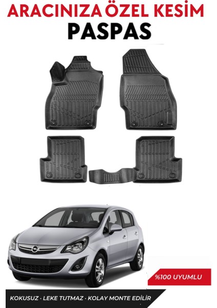 Opel Corsa D 2010 Model Araca Özel Havuzlu Paspas Takım