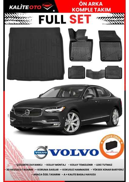Volvo S90 2019 Model Bagaj Havuzu+Paspas Takımı Full Set+Hediyeli
