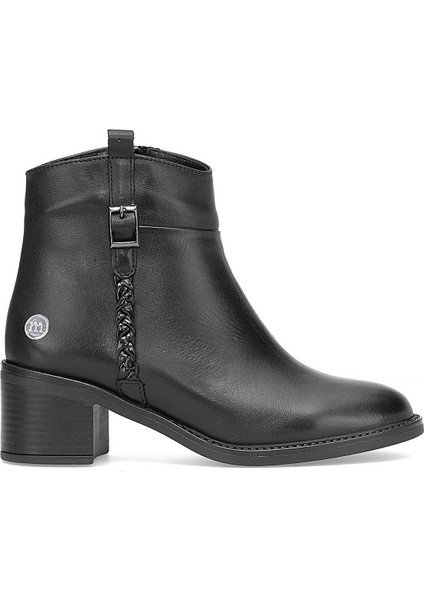 D25KB-8025 Kadın Hakiki Deri Topuklu Bot Siyah